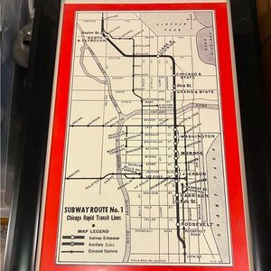Chicago subway map art print, framed